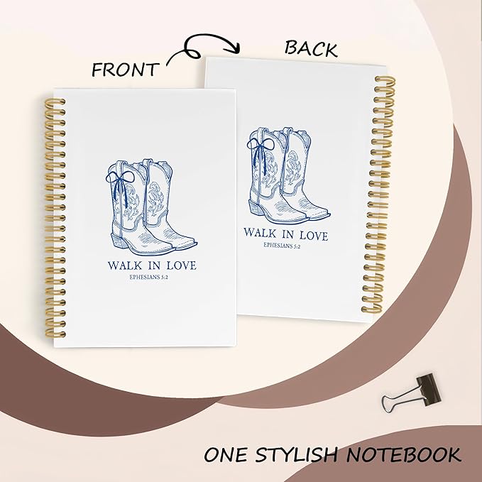 Christian Western Spiral Notebook Journal, Western Cowgirl Bible Notebooks for Note Taking, Cowgirl Gifts for Women, Christian Prayer Bible Journaling Hardcover Spiral Journal 5.5x8.3 Inches Writing Pads
