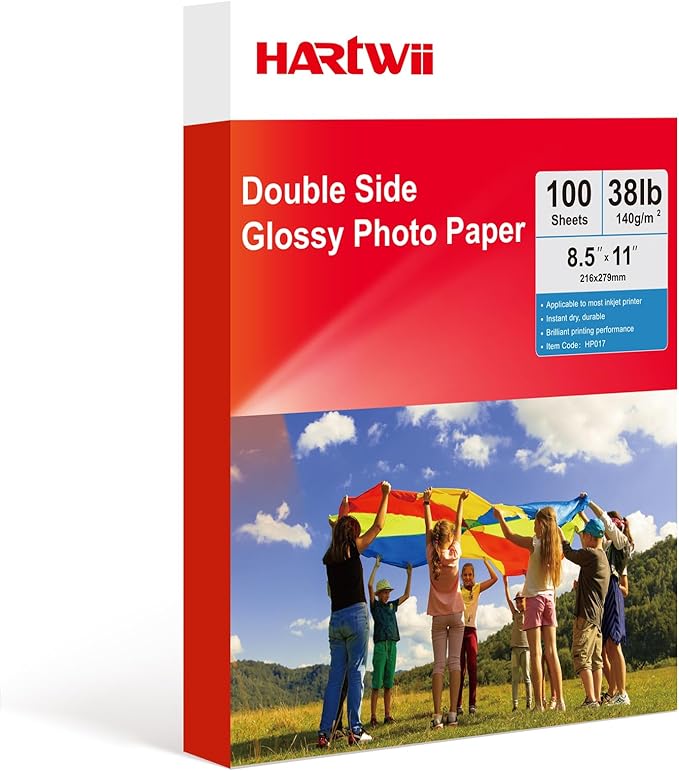 140gsm Glossy Brochure and Flyer paper Double Sided Glossy Photo Paper 100 Sheets 8.5x11 Inches for Inkjet Printer and Dye Ink Chip Bag Paper for Party Favors