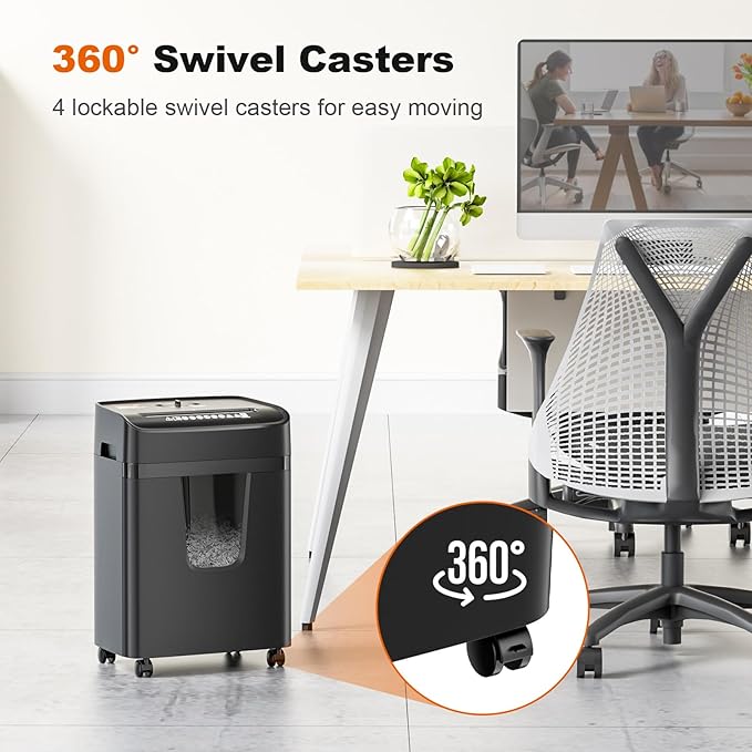 Bonsaii Paper Shredder for Home Office, 12-Sheet Heavy Duty Cross Cut Shredders for Home with 5.5 Gal Pullout Bin, Paper Shredding Machine for Document/CD/Credit Card,P-4 Security(C282-A New Version)