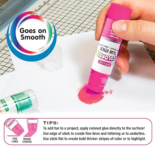 BAZIC Products Washable Colored Glue Stick 8g/0.28 Oz, All Purpose Acid Glue Sticks for Kids Photos Paper Kids at School Home Office (4/Pack), 1-Pack