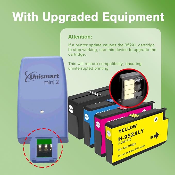 952XL Ink Cartridges Combo Pack with Upgrade Device Replacement for HP 952 XL Ink Cartridge for HP Officejet Pro 7740 8720 8710 8210 8715 8740 8702 8730 8725 Printers (Black Cyan Yellow Magenta)
