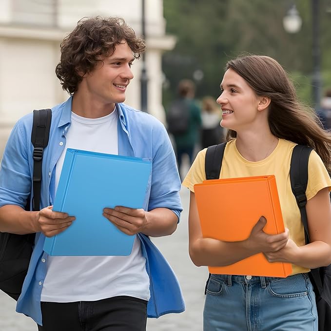 ViVin Durable 1 Inch D Ring Binders, 3 Ring Binders with 2 Pockets, Hold 225 Sheets of US Letter Size Paper - 6 Pack (Assorted)