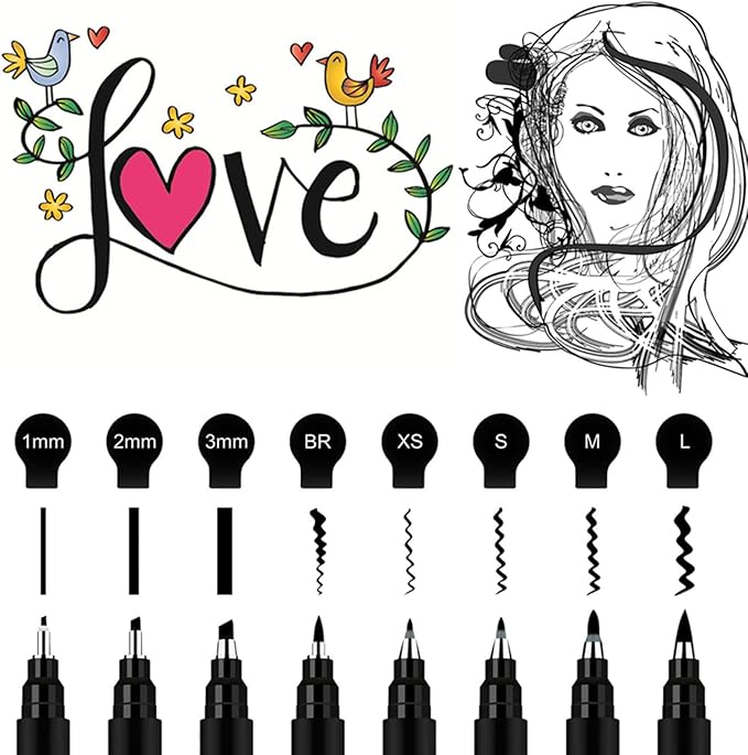 Calligraphy Pen,Calligraphy Pens for Writing, Brush Pens Calligraphy Set for Beginners, Calligraphy markers, Black Archival Ink Pens,Hand Lettering Pen for Art Drawing, Sketching,Scrapbooking