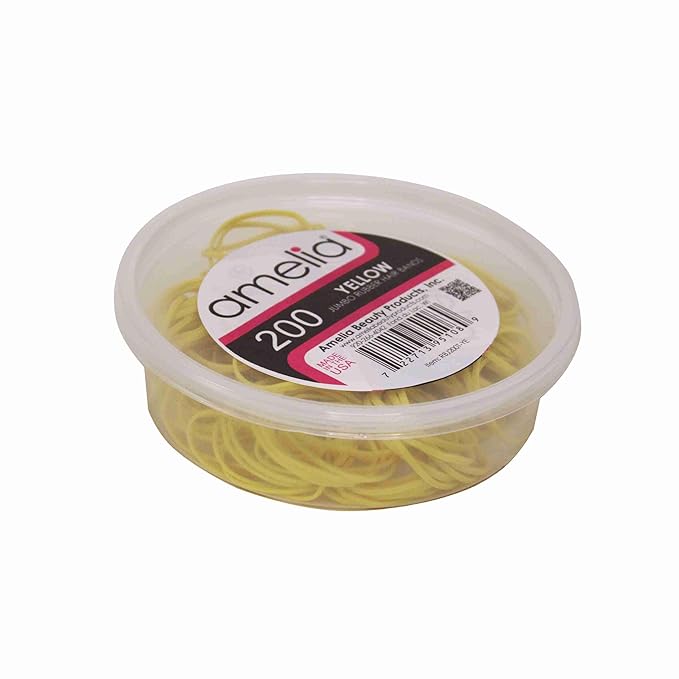 200, Jumbo Size, Yellow Color, US Made Rubber Bands for Pony Tails and Braids