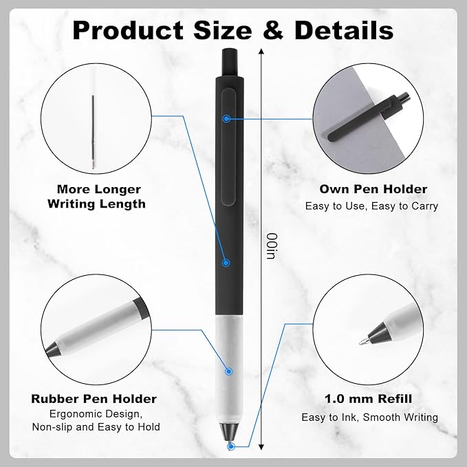 Pens Bulk, 30 Pcs Retractable Ballpoint Pens Medium Point (1.0mm) Rollerball Pens for Smooth Writing Women Men Gifts, (10Black&10Blue&10Red Ink) for Journaling School and Office Supplies Use