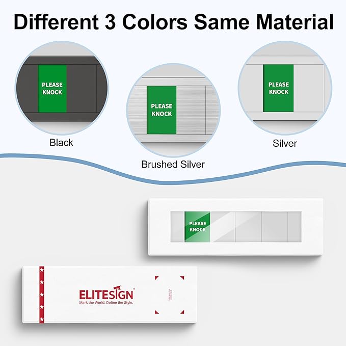 Office Door Sign With Adjustable Stand, 6 Options Privacy Slider Do Not Disturb, Please Knock, In A Meeting, Out Of Office, Working Remotely, Back Soon, Black 10x3.15 Inch With 3 Stickers