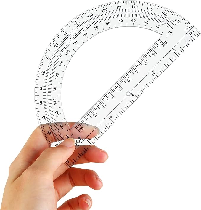 EBOOT 24 Pack Plastic Protractors Math Protractor 180 Degrees 6 Inch (Clear)