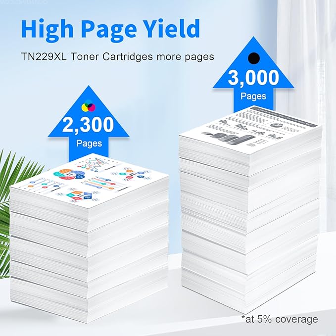 myCartridge Compatible Toner Cartridge Replacement for Brother TN229XL TN229 Toner for HL-L3280CDW MFC-L3780CDW MFC-L3720CDW HL-L3220CDW HL-L3295CDW Printer,TN-229XL TN229XXL Toner 5-Pack