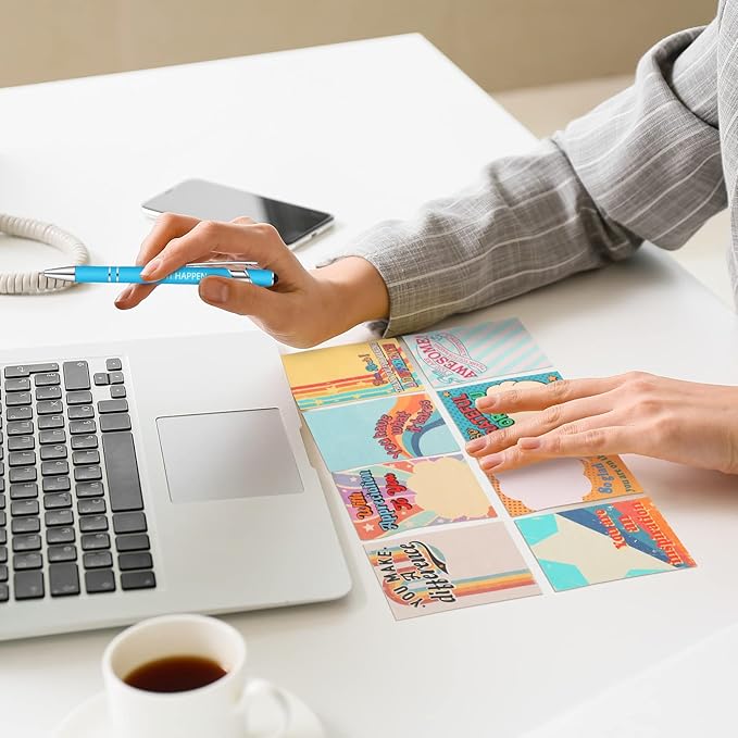 Geyee 24 Pcs Retro Employee Sticky Notes with Funny Pens Fun Notepads for Adults Coworkers Nurse 3 x 4 Inch to Do List Notepads with Sayings Pen for Lab Week Gifts Teacher Office Supplies