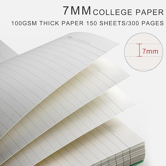 AHGXG Spiral Notebook College Ruled - Spiral Journal A5 Smal Notebooks for Work, 100GSM Thick Paper, Plastic Hardcover, for Office School Writing Notes,5.7" x 8.3", Green