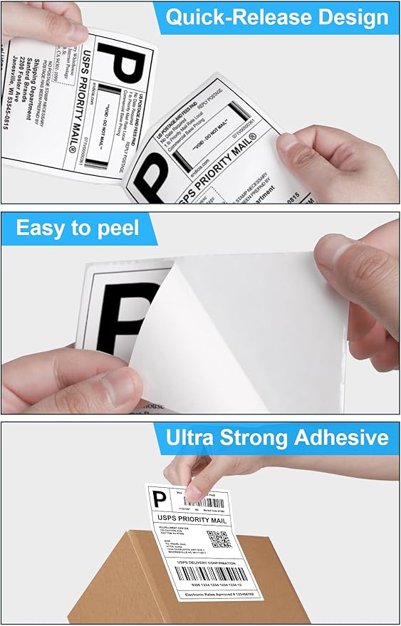 4x6 Thermal Labels - Waterproof Shipping Stickers for Thermal Printers, All-Purpose Label Stickers, White, 1000/Pack (4-Pack)