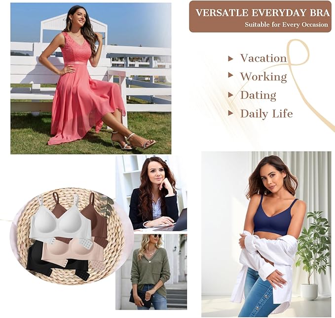 OEAK Womens Wireless Bras Comfortable Push Up Bra No Underwire Bra Full Support Lift Bralette Everyday Seamless Tshirt Bras