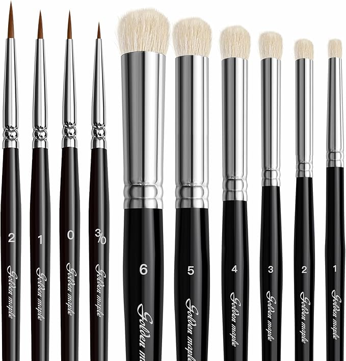 Drybrush Miniature Paint Brushes -10pcs Micro Detail Paint Brush Set, Small Fine Detail Brushes for Acrylics, Watercolors & Paint by Number, Figurine