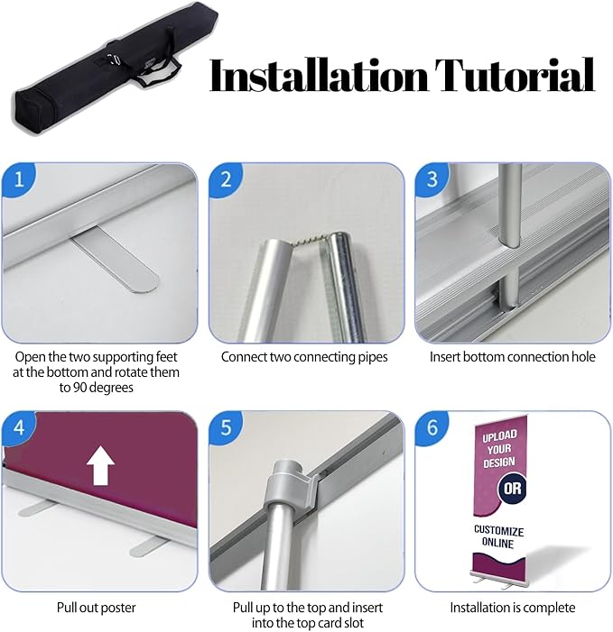 Retractable Roll Up Banner Stand - Custom Banners and Signs for Business Customize Retractable Banner Stand with Your Design Photo Text Logo (24 x 63 Inch)