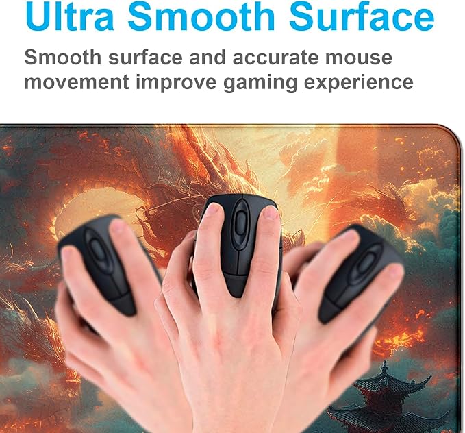 Super Sized Anime Dragon Mouse Pad, Office Cloud Dragon Teng Game Keyboard Pad, Extended Anti Slip Stitching Edge Computer Mouse Pad 35.4 x 15.7 Inches