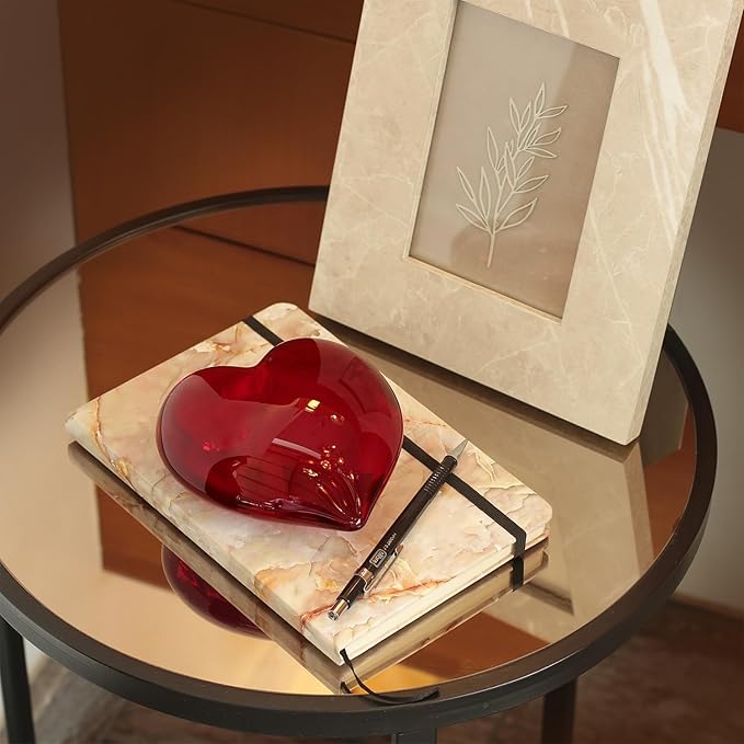 Ca D Oro Big Red Heart Glass Paperweight Hand Blown Murano-Style Art Glass
