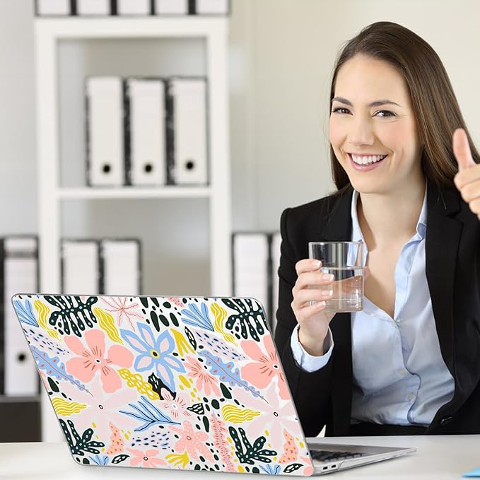 Teryeefi for MacBook Pro Case 13 inch 2022 2021 2020-2016 A2338 M2/M1 A2251 A2289 A2159 A1989 A1706, Clear Laptop Hard Shell with Keyboard Cover & Trackpad Film & Type C Adapter,Abstract Flowers W124