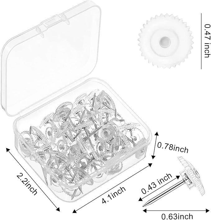 Lunies 100 PCS Clear Push Pins, Plastic Thumb Tacks for Wall, Wall Tacks for Hanging, Standard Clear Plastic Head and Steel Point Push Pins for Cork Board