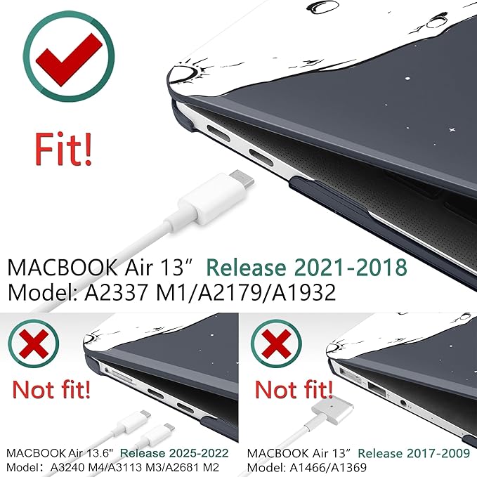 DONGKE Compatible with MacBook Air 13 inch Case 2021 2020 2019 2018 Release A2337 M1 A2179 A1932 with Retina Display & Touch ID, Plastic Hard Shell & Keyboard Cover - Astronaut