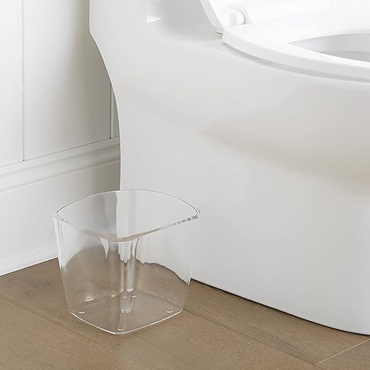 Huang Acrylic Clear Square Mini Wastebasket Trash Can | Garbage Container Bin for Bathrooms, Kitchens, Home Offices | Shatter-Proof, Stylish, Durable and Compact Design