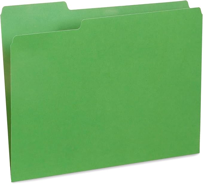Blue Summit Supplies File Folder, 1/3 Cut Tab, Letter Size, Green, Great for Organizing and Easy File Storage, 100 Per Box
