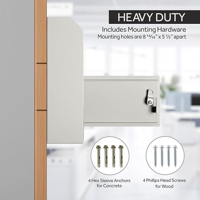 Drop Box Deposit Safe 12 x 4 x 15” Heavy Duty Steel Wall Mount Mailbox for Mail, Letters, Checks, Keys, Cash and more for Home, Office & Commercial Use (W500) (Gray)