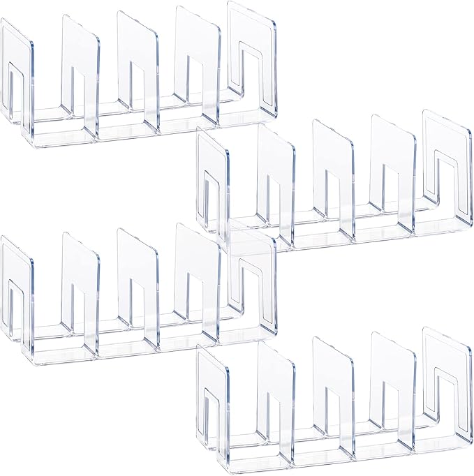 4Pack 4-Section Clear Acrylic Desk File Sorter, Desktop File organizer Purse Handbag divided organizer for Book, Envelopes, Mail, Document, Notebook, Office Supplies (13x5.9x5inch)