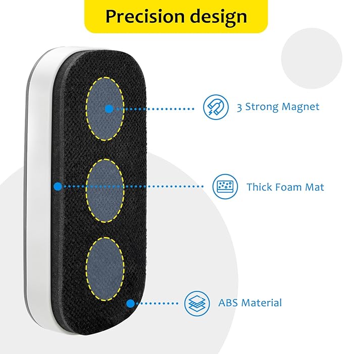 maxtek Dry Erase Eraser, Magnetic White Board Erasers - 2 Pack, Glass Whiteboard Eraser for Office and School Supplies (Gray)