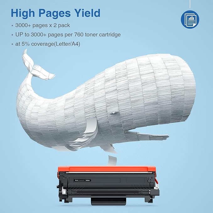 TN760 Toner Cartridge Compatible Replacement for Brother TN760 TN-760 TN730 TN-730 for MFC-L2690DW MFC-L2710DW MFC-L2750DW HL-L2370DW HL-L2395DW DCP-L2550DW HL-L2350DW Printer Toner Cartridges(4 Pack)