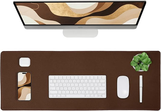 ALOANES Waterproof Mouse Pad with Durable Stitched Edge, XXXL Gaming Keyboard Pad, Non-Slip Rubber Base Mouse Mat, Extended Desk pad for Gamer, Office & Home, Brown Mousepad 35.4''x 15.7''x 0.12''