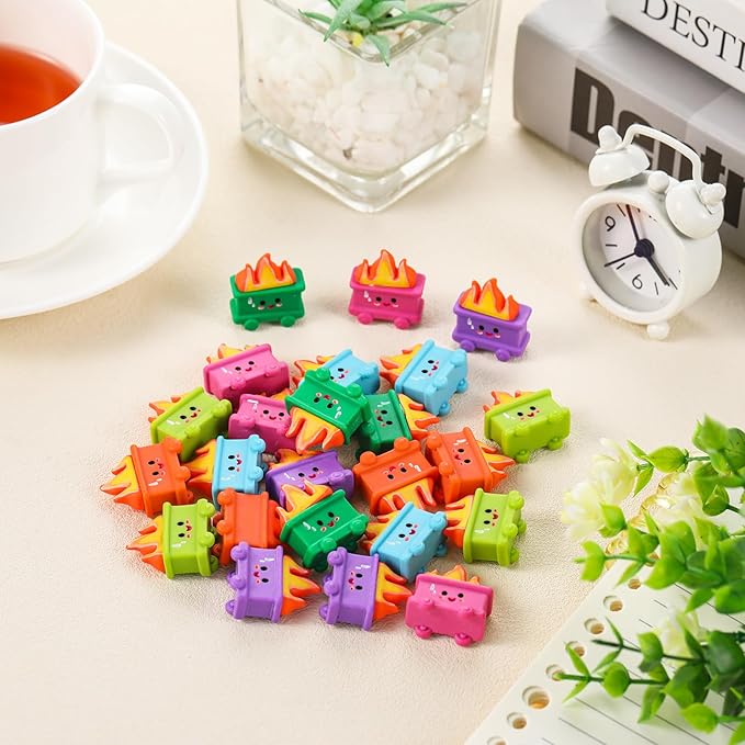 60 Set Resin Dumpster Trash Shape with Fire Gift Team Employee Appreciation Gift Emotional Desk Accessories for Staff Teacher Office Coworker Nurse Medical Volunteer Favor (Classic Color)