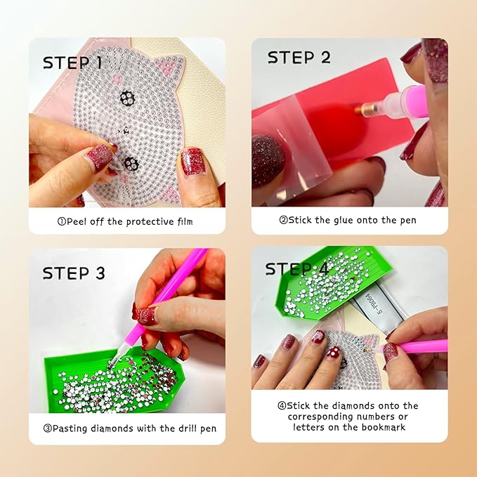 6 PCS Diamond Art Bookmarks, Cute Cat Diamond Painting Bookmarks for Book loverss DIY Bookmark Corner for Adults Beginner Craft Gift