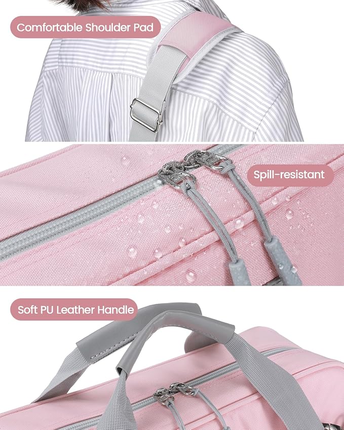 4 Inch 3 Ring Zipper Binder with Shoulder Strap & Handle & Multi-Pocket - 4" Binder with Zipper for School, Compatible with 13-Inch Laptop MacBook/Tablet-Patent Design-Pink