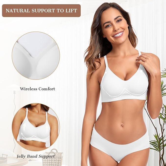 OEAK Womens Wireless Bras Comfortable Push Up Bra No Underwire Bra Full Support Lift Bralette Everyday Seamless Tshirt Bras