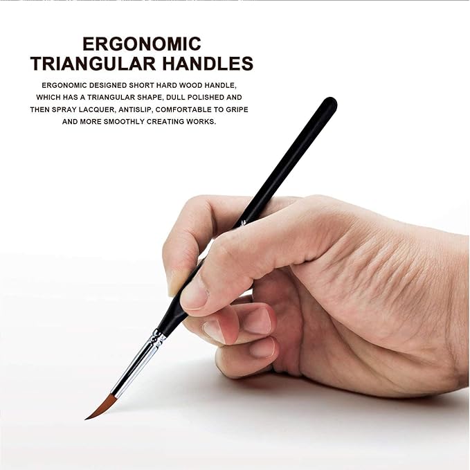 Golden Maple Detail Paint Brushes Set 10pcs Miniature Brushes for Fine Detailing & Art Painting - Acrylic, Watercolor, Oil, Models