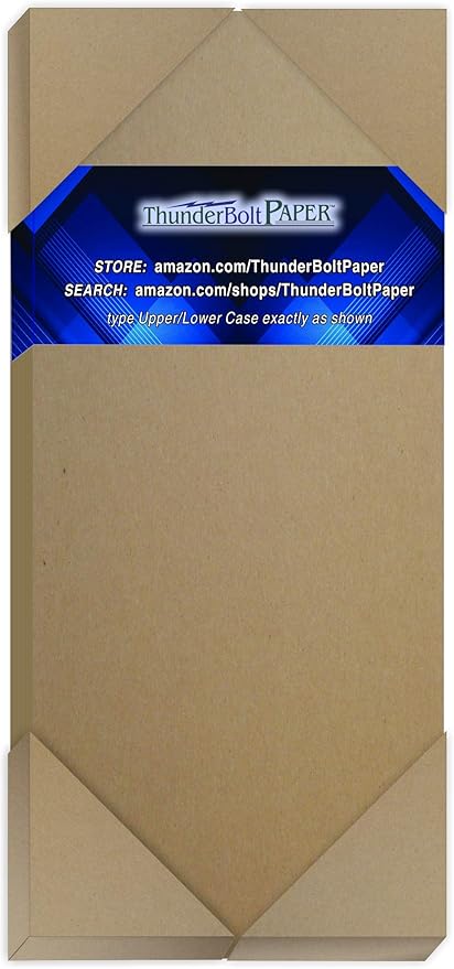 100 Sheets Chipboard 24pt (Point) 4 X 9 Inches Light Weight Size Fits #10 Envelope .024 Caliper Thickness Cardboard Craft|Packing Brown Kraft Paper Board