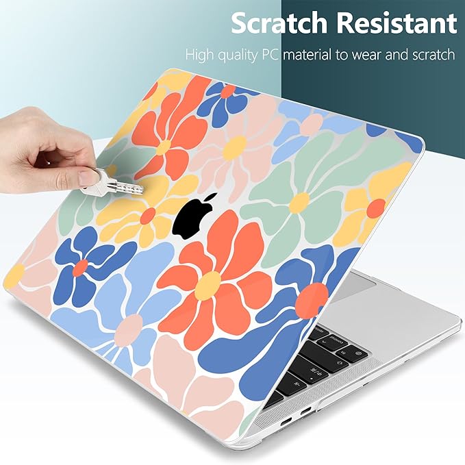 TWOLSKOO Compatible with MacBook Pro 13 inch Case 2023-2016 A2338 M2/M1 A2251 A2289 A2159 A1989 A1706, Plastic Hard Shell Cover & Keyboard Skin & Screen Protector, Chamomile Blue