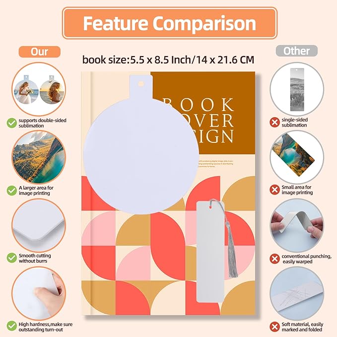 Sublimation Bookmark Blanks 10 PCS 4 Inch Aluminum Metal Round 1MM Thickness Booksmarks for Double-Side Heat Transfer