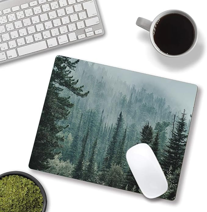 Mouse Pad, Mist Forest Mouse Pad, Washable Square Cloth Mousepad for Gaming Office Laptop, Non-Slip Rubber Computer Mouse Pads for Wireless Mouse, Cute Mouse Pads for Desk, Natural Landscape