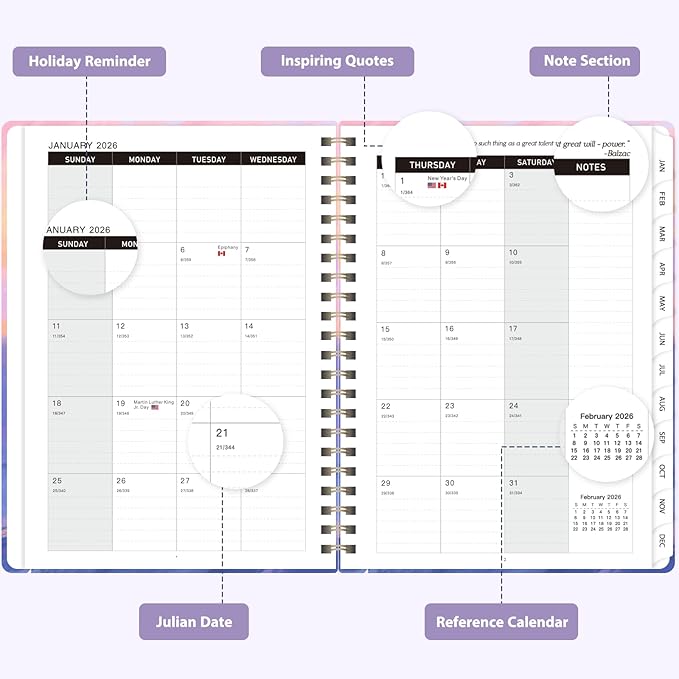 2026 Planner, Weekly and Monthly Calendar Planner Agenda, Jan 2026 - Dec 2026, Planning Academic Book, Office Desk Accessories and School Supplies - A5 (6.3'' x 8.5'')