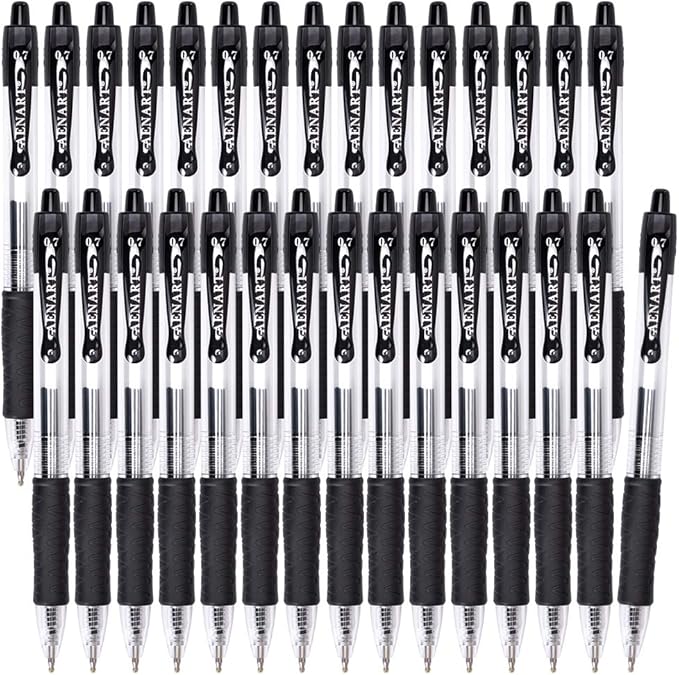 Gel Pens, 30 Pack Black Gel Pen Fine Point, Retractable Gel Ink Rollerball Pens for Smooth Writing (0.7mm) Back to School Supplies