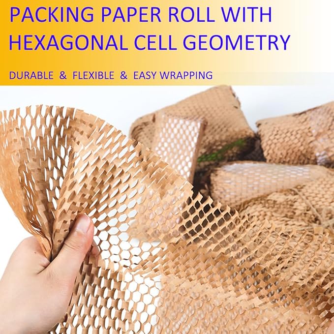 VVLIAM Honeycomb Packing Paper for Moving|Shipping 15" x 328"FT with Fragile Stickers dishes packing supplies instead of Bubble Wrap for wrapping Biodegradable Moving supplies (328FT)