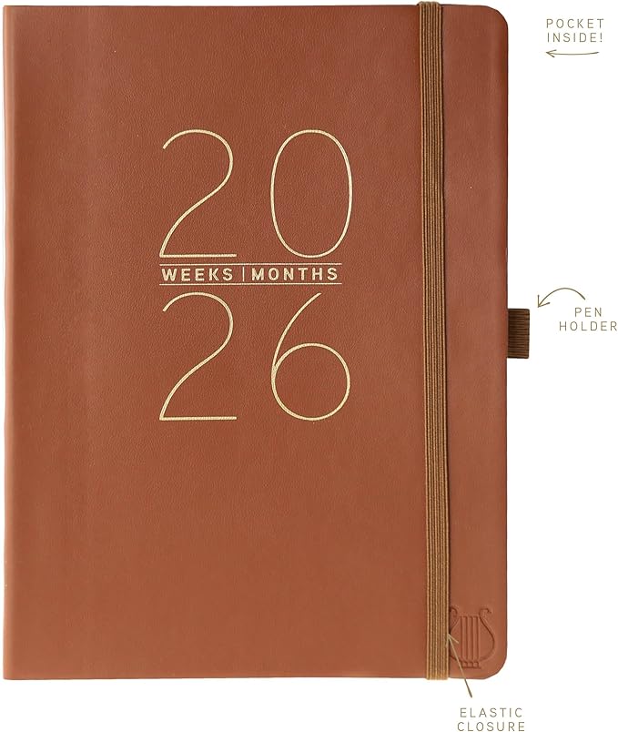 Graphique 2026 Apollo Business Planner | 18 Month Organizer, July 2025 - Dec. 2026 | Weekly & Monthly Spreads | To-Do List & Note Pages | Pen Loop | Vegan Leather | Classic Brown | 6” x 8”