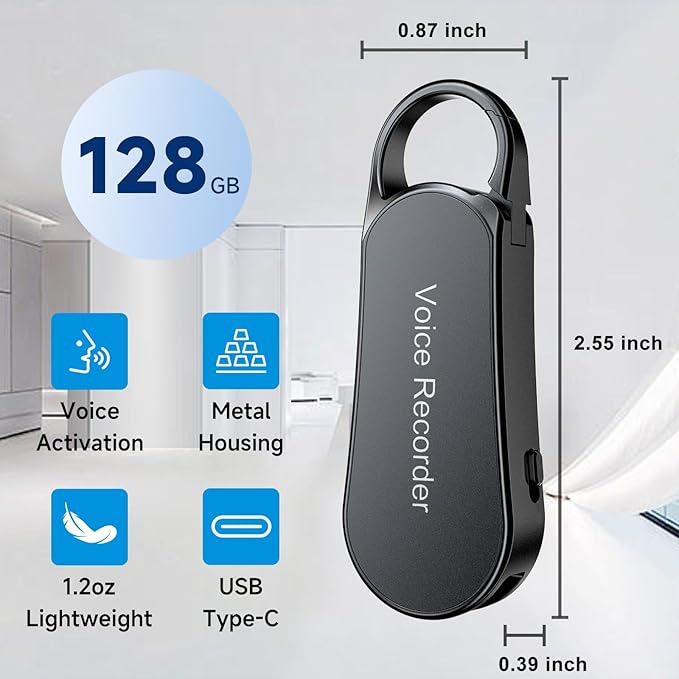 Professional Portable V56 Voice Recorder 128GB, Howabo New Upgraded Noise Reduction HiFi Pure Sound Quality, 1536Kbps Audio Activated Voice Recorder for Your Lectures Meetings Classes