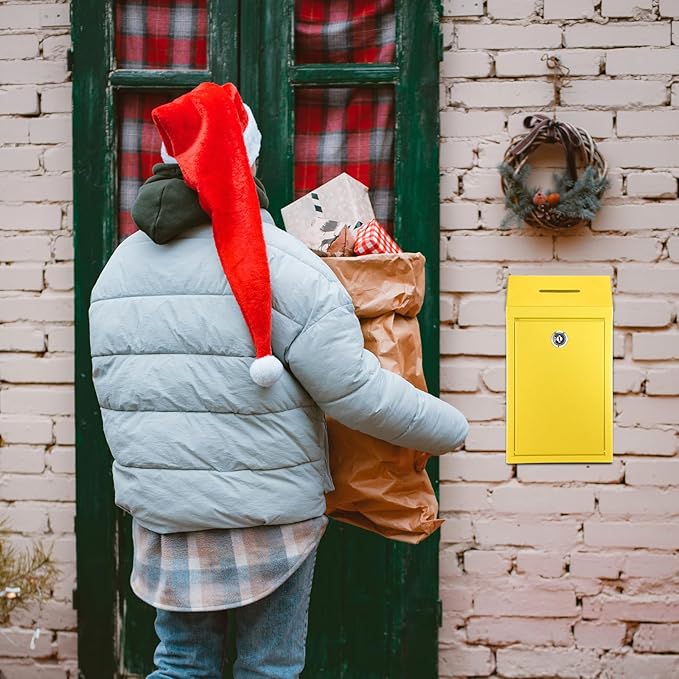 Metal Donation Cash Box Collection Safe Suggestion Box with Lock Wall Mounted Mailbox Delivery Ballot Container for Home Office Outdoor Door