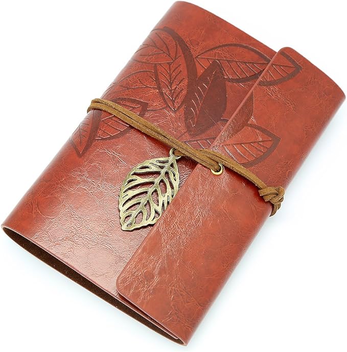 EvZ Vintage Red Brown PU Leather Cover Loose Leaf Blank Notebook Journal Diary Gift
