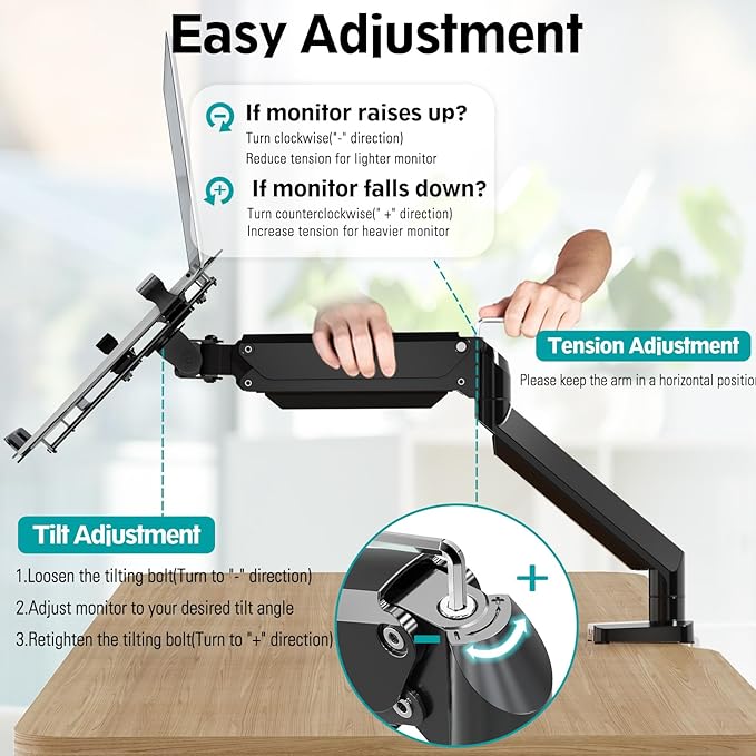 MOUNT PRO Laptop Arm Mount for Desk, 2 in 1 Function Monitor Laptop Stand, Fits Max 17" Notebook and 32" Computer Screen, Aluminum Single Monitor Holder with Adjustable Tray, Holds up to 19.8lbs