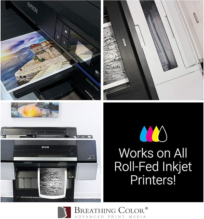 Elegance Velvet 17 in x 40 ft roll is a Premium Matte 310 gsm, Cold Pressed Bright White Museum Grade Fine Art Inkjet Paper, Compatible with Most Dye-Based and Pigment Printers