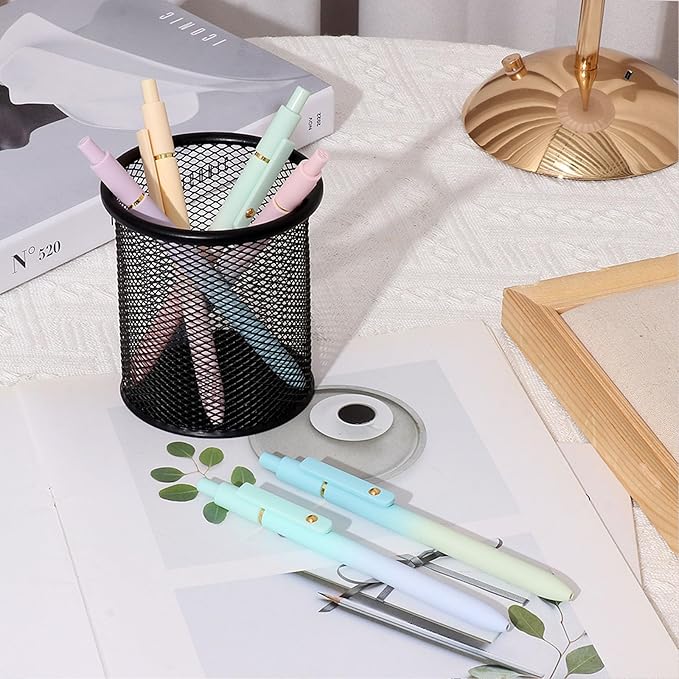 ITAWIXS Gel Pens, 6 Pcs 0.5mm Quick Dry Black Ink Pens Fine Point Smooth Writing Pens, Cute Office School Supplies Gifts for Women