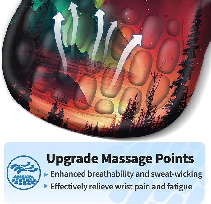 YIWEI Ergonomic Mouse Pad with Wrist Rest Support, Mousepad with Comfortable Memory Foam Wrist Rest and Non-Slip PU Base for Pain Relief, Computer, Laptop, Office, Home (Aurora-1)